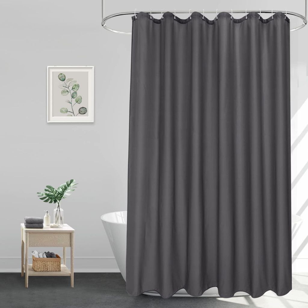 Dunkelgrauer Duschvorhang, 220 cm lang, wasserdicht, waschbar, schnelltrocknend, schimmelresistent, Badezimmervorhang, 200 x 220 cm mit 14 Ringen