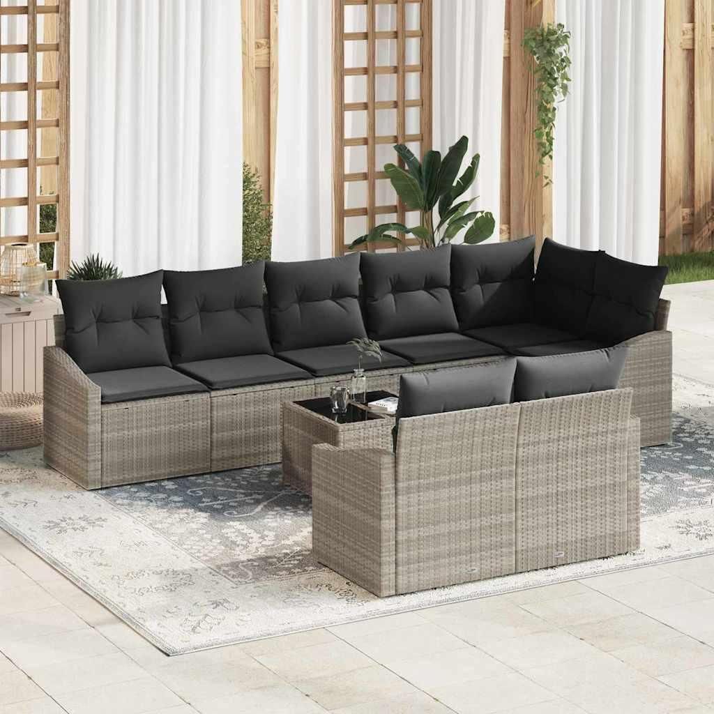 Maison Exclusive - Sofa Set mit Kissen 9 pcs Hellgrau Poly Rattan