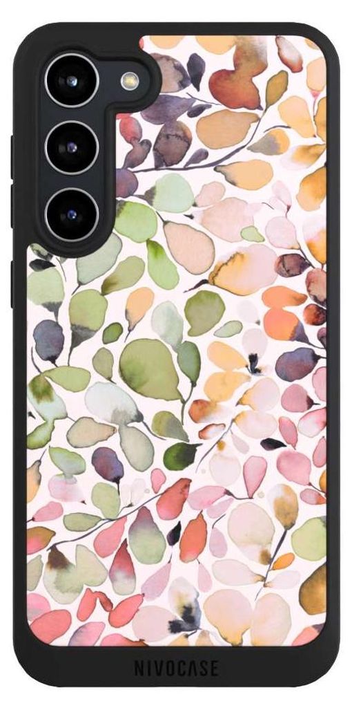 NIVOCASE Handyhülle für Samsung Galaxy S23+ Hülle NIVOpure Case Schwarz Muster Pattern Eukalyptus