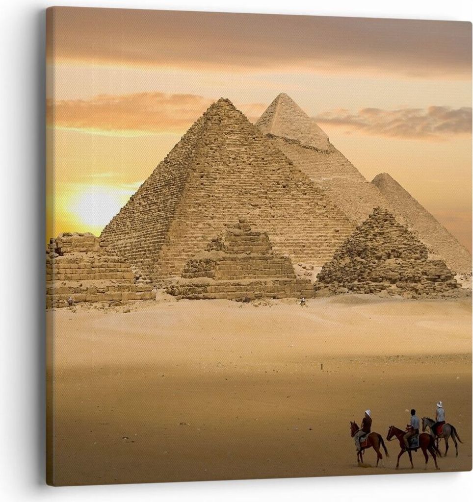 Bild auf Leinwand - Leinwandbild - Pyramide ägypten wüste - 40x40cm - Wand Bild - Wanddeko - Leinwanddruck - Bilder - Kunstdruck - Wanddekoration...