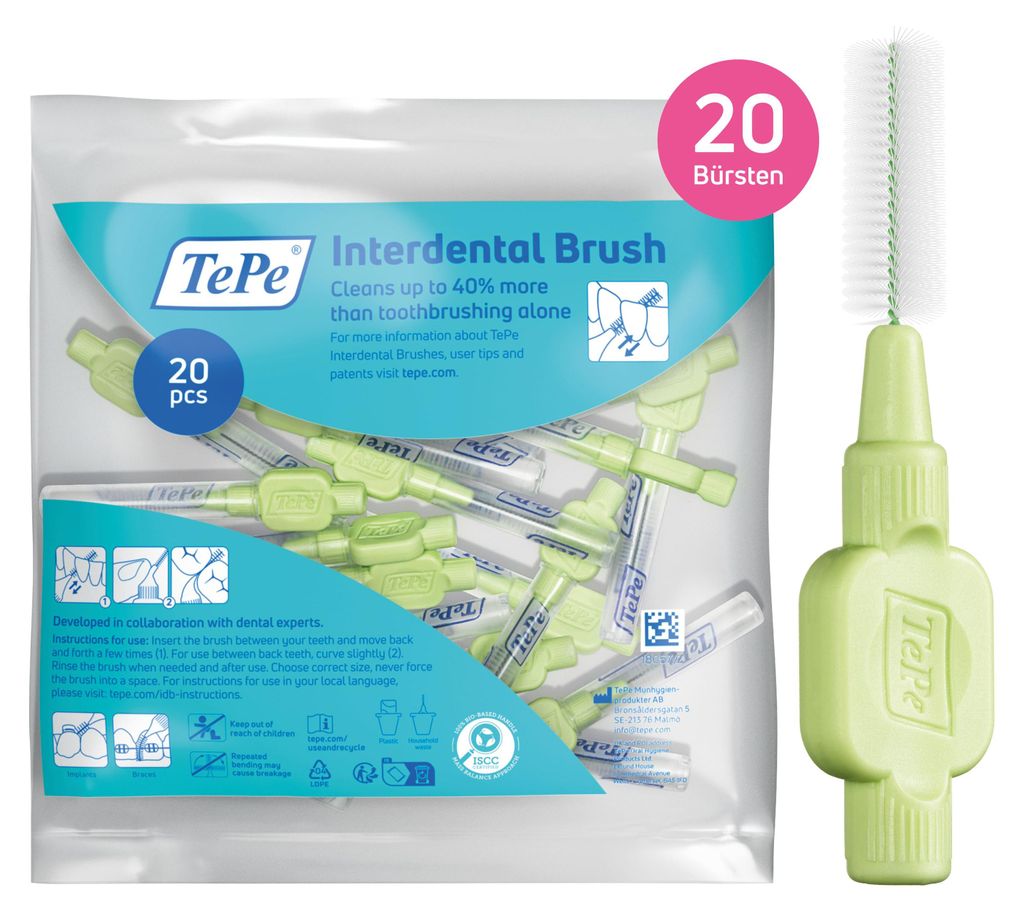 20-Pack TePe Interdentalbürsten Extra Soft Grün, ISO-Größe: Produktbild 