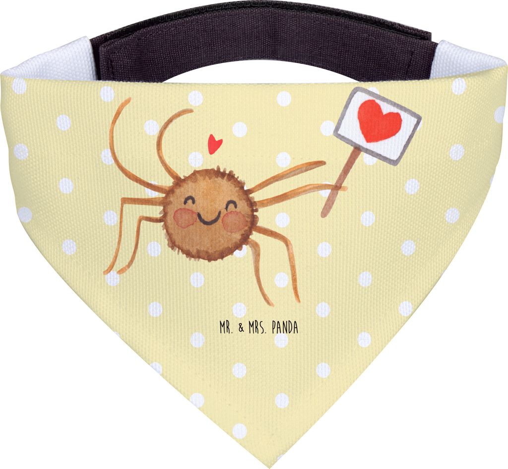 Mr. & Mrs. Panda Bandana Spinne Agathe Motivation - Gelb Pastell - Geschenk, Hunde Hals Tuch, Hundehalstuch, Liebe, Halstuch Hund, Dankeschön, Fü...