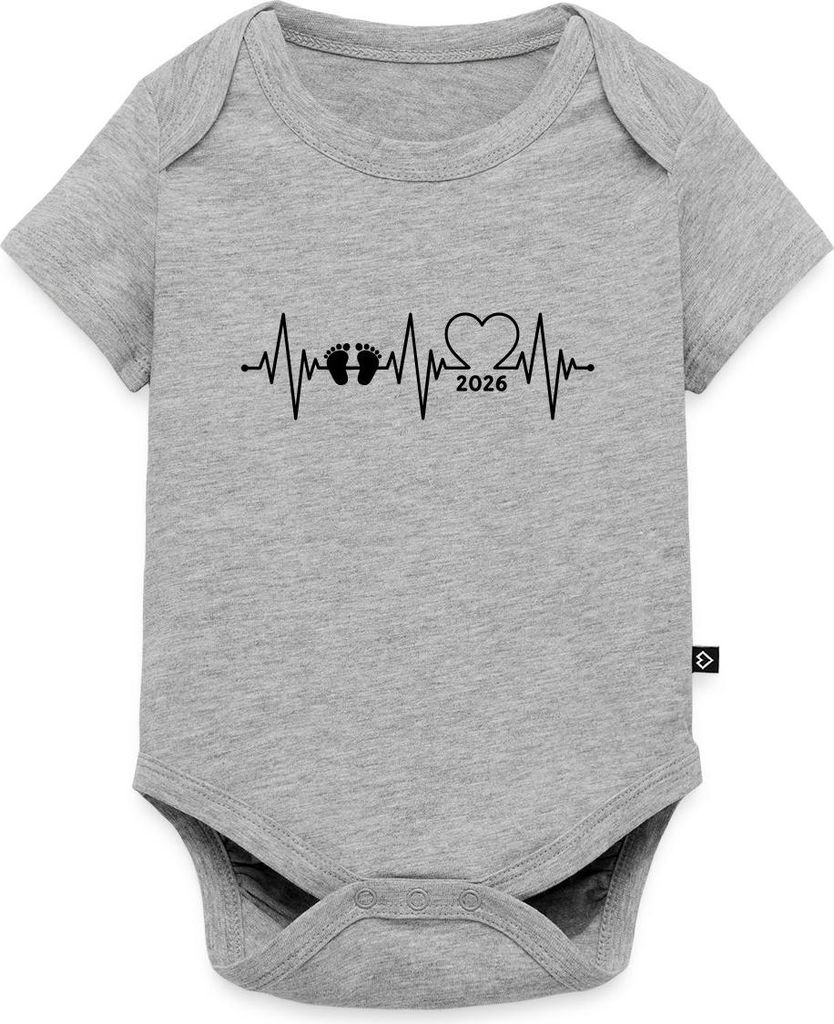 Spreadshirt Baby 2026 EKG Herzschlag Kurzarm Tages Baby Body, 62 (2-3 M.), Grau meliert