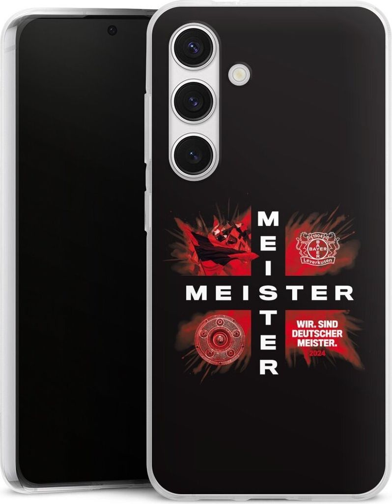 DeinDesign Handyhülle für Samsung Galaxy S24 Silikon Hülle Case Smartphone Schutzhülle Bayer 04 Leverkusen Meister Offizielles Lizenzprodukt
