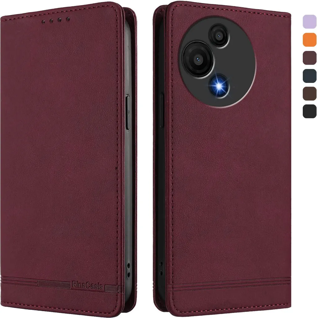 Accessorio Glamour per TCL 60 SE | Custodia Rosso Cuoio con Portacarte