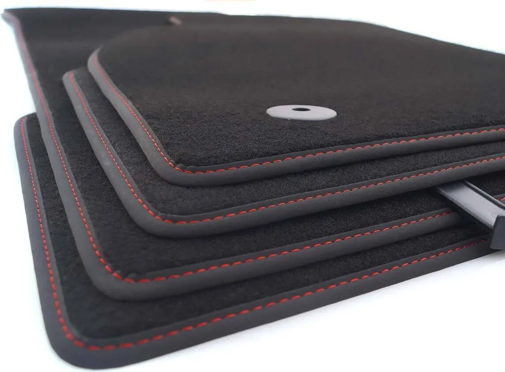 Tappetini per Audi A4 S4 RS4 (8E,B6,B7) Tappeto auto in velours di qualità originale in 4 pezzi - cuciture rosse
