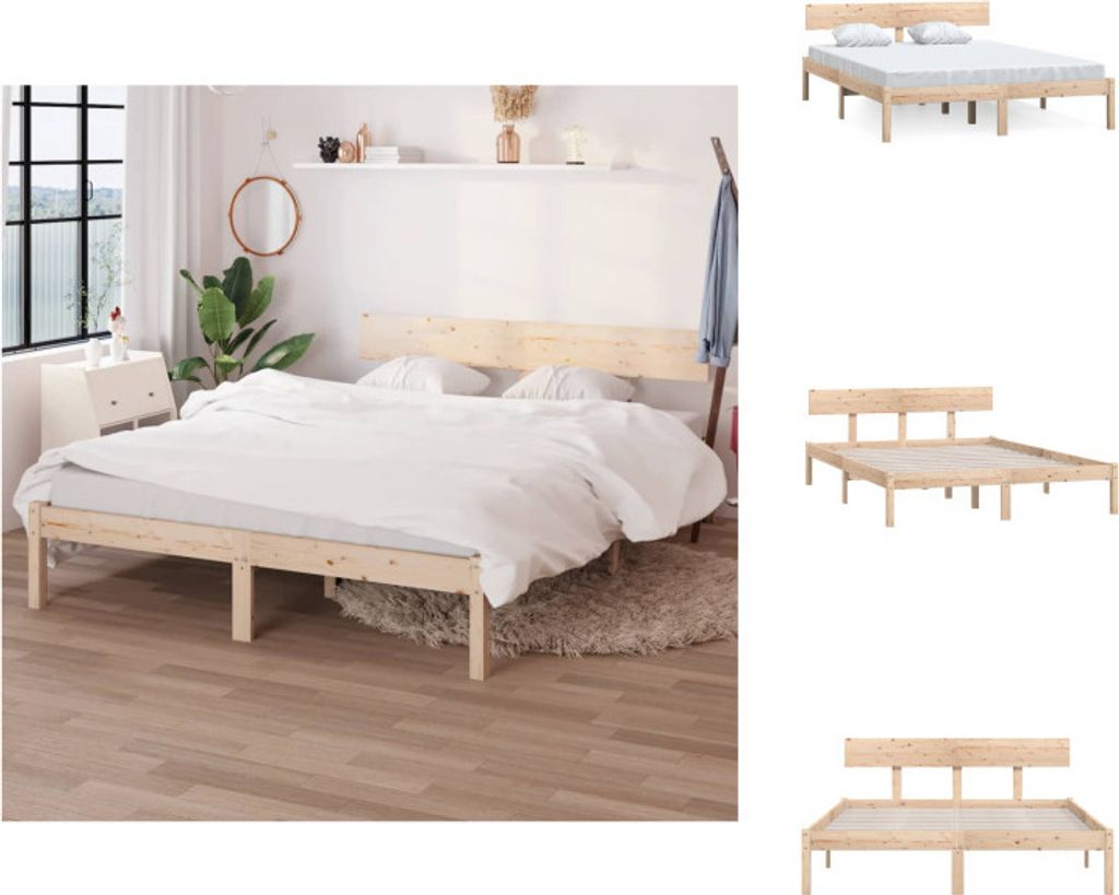 vidaXL Massivholzbett Kiefer 150x200 cm - Betten & Bettgestelle