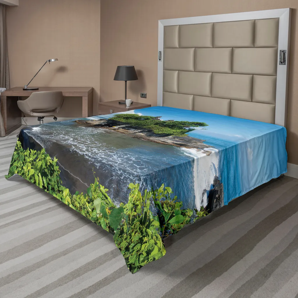 Lenzuolo Sopra 260x228 Bali Tanah Lot | Microfibra Soft Touch Blu