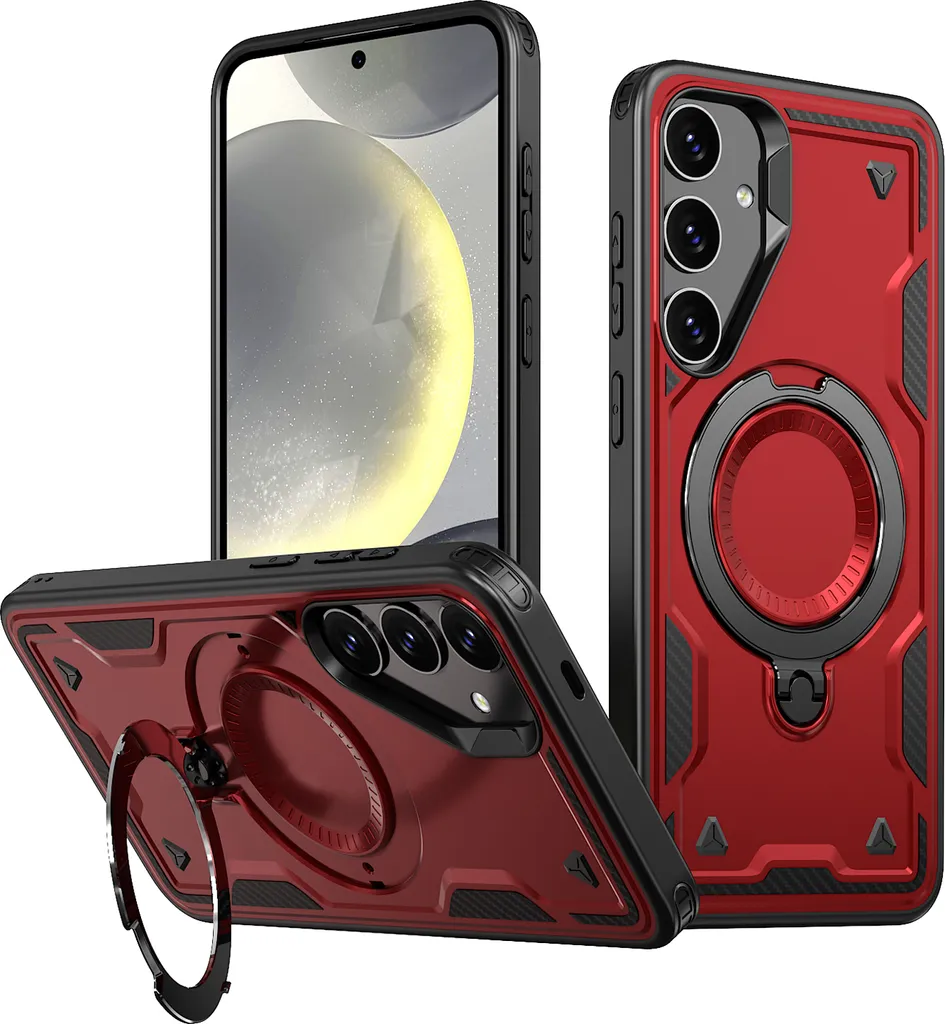 Custodia Samsung S25 Rosso: Protezione Militare con Anello Magnetico