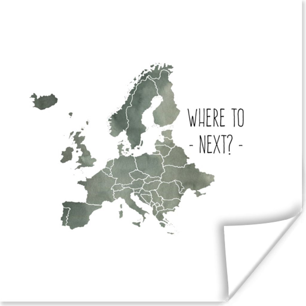 MuchoWow Poster Karten - Europa - Briefe - Zitat 30x30 cm - Wandposter - Printing