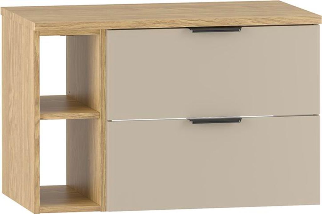 Waschtischunterschrank 80.6cm Astrid mit 2 Schubladen, Kaschmir und Holzoptik
