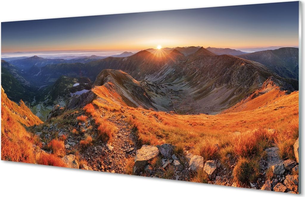 Glasbilder 120x60 Wandkunst berg Sonnenuntergang