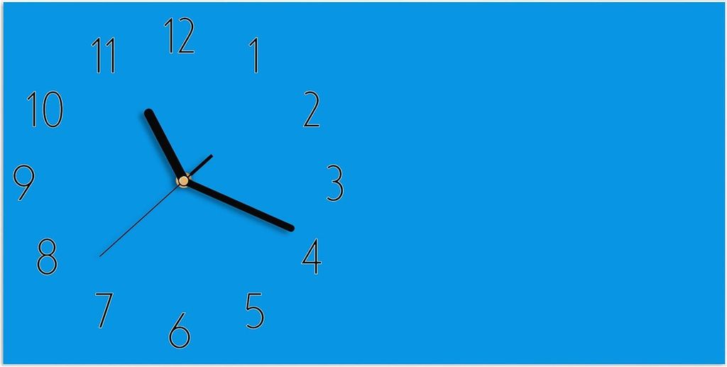 Wanduhr aus Glas mit Motiv Hellblauer Hintergrund II- 60 x 30 cm - inkl. Aufhängesystem