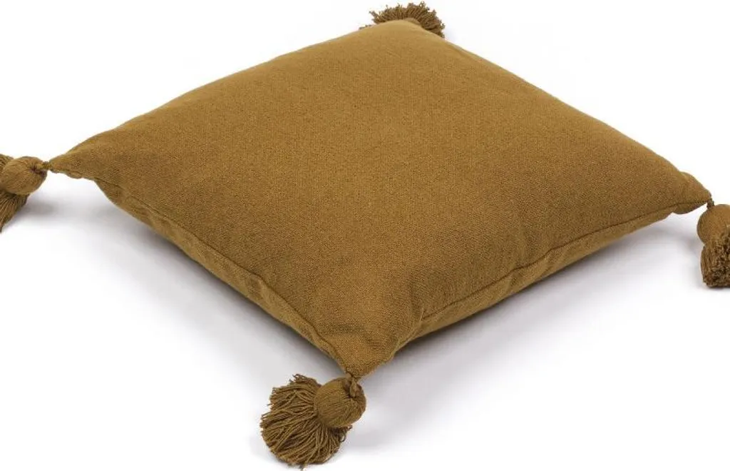 Coussin de canapé en coton brun 45x45 cm - Housse décorative structurée