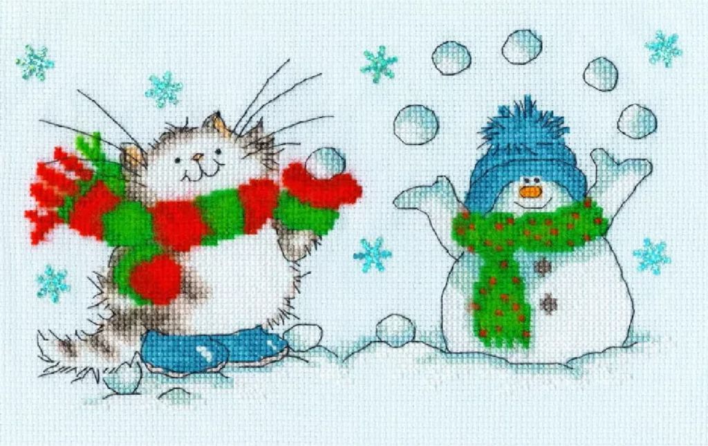 Bothy Threads Kreuzstich Stickpackung "Es ist Schneespaß", Zählmuster, XMS43, 22x16cm