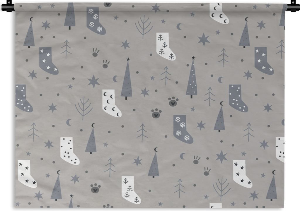 MuchoWow Wandteppich Wandbehang Socken - Schnittmuster - Weihnachten 60x45 cm Tapisserie Dekoration Wandtuch - Das Schlafzimmer