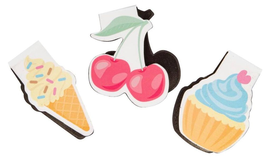 3x Magnet-Lesezeichen "Eis, Kirsche, Muffin"