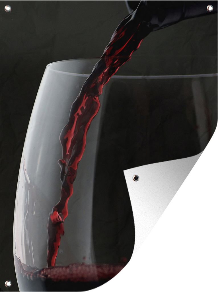 MuchoWow 30x40 cm Outdoor-Poster Gartendeko Sichtschutz Garten Poster für den Garten Schöne Nahaufnahme eines Glases Rotwein beim Einschenken