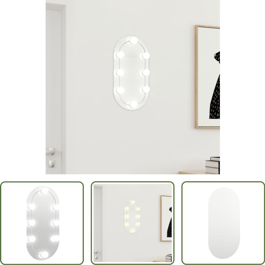 The Living Store Spiegel mit LED-Leuchten 40x20 cm Glas Oval