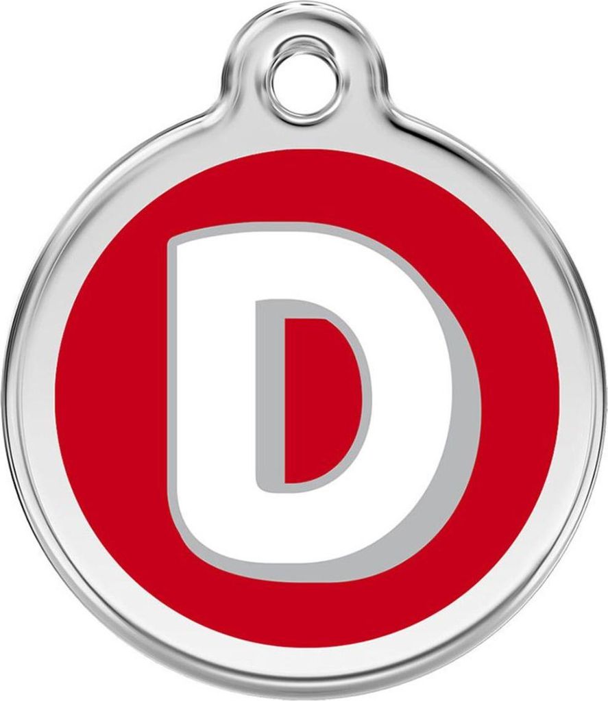 RedDingo Hundemarke mit individueller Gravur Buchstabe D rot, Größe: M