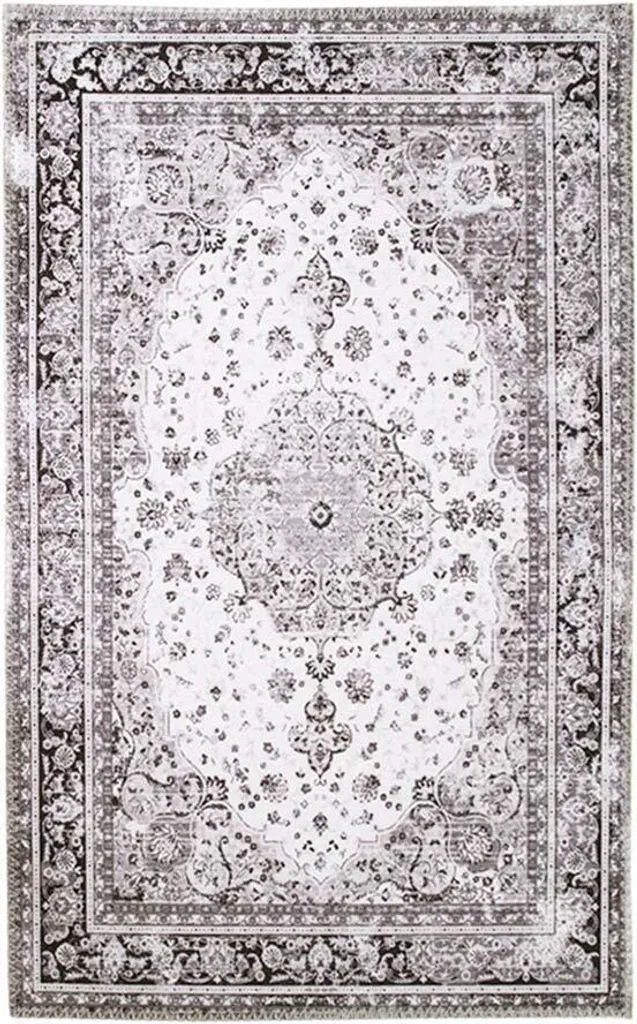 Tapis Design Elin 160x230 cm Noir et Blanc en Fibres Résistantes