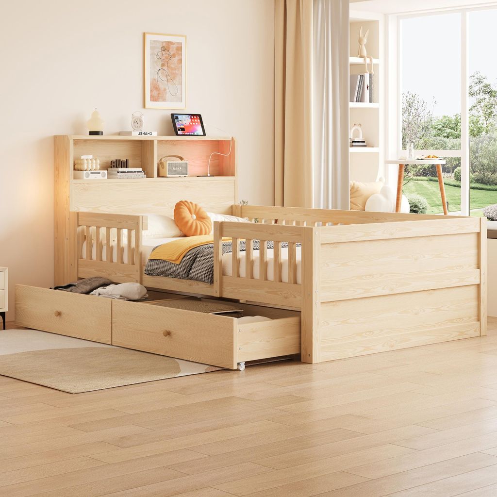 Letto per bambini Flieks, 90x190 cm, con 2 cassetti, letto Immagine del prodotto 