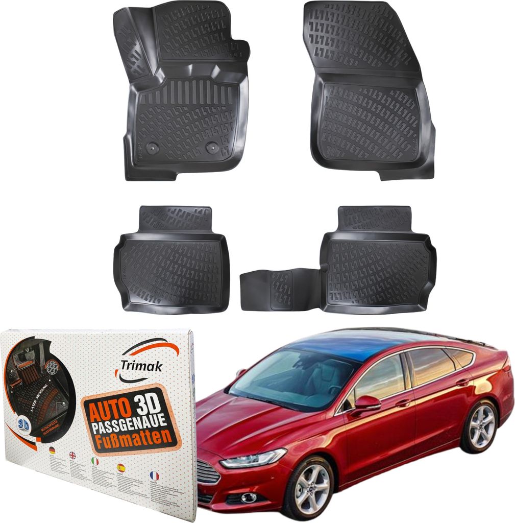 Trimak Autofußmatten kompatibel mit FORD Mondeo 5.Gen. (Typ Ba7) 2014 -2022 Auto Allwetter Gummimatten