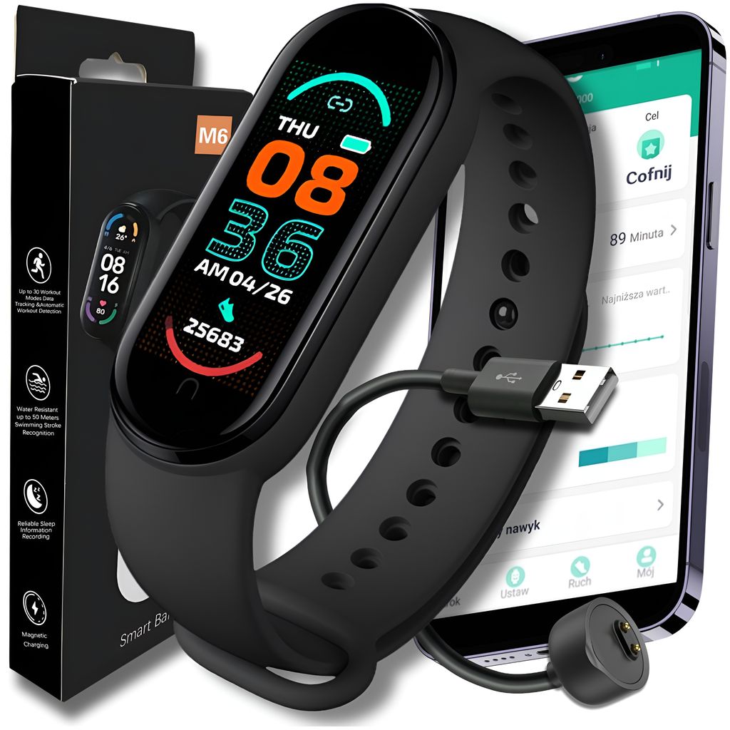 Smartwatch M6 Zegarek Męski Damski Opaska Sportowa Kroki Zdjęcie produktu 