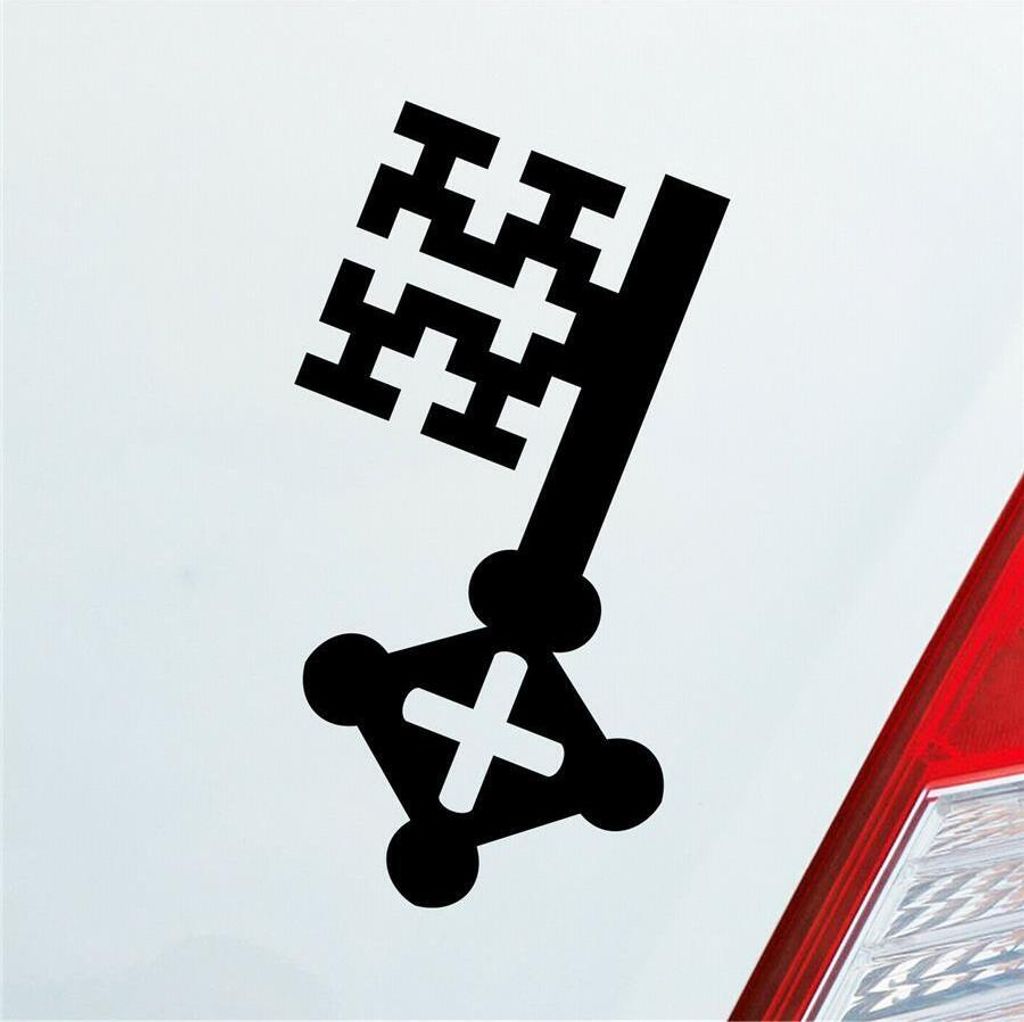 Auto Aufkleber Hansestadt Soest Schlüssel Börde Stadt Kirmes Westfalen 4x7,5 cm Schwarz Glanz Sticker Heckscheibenaufkleber
