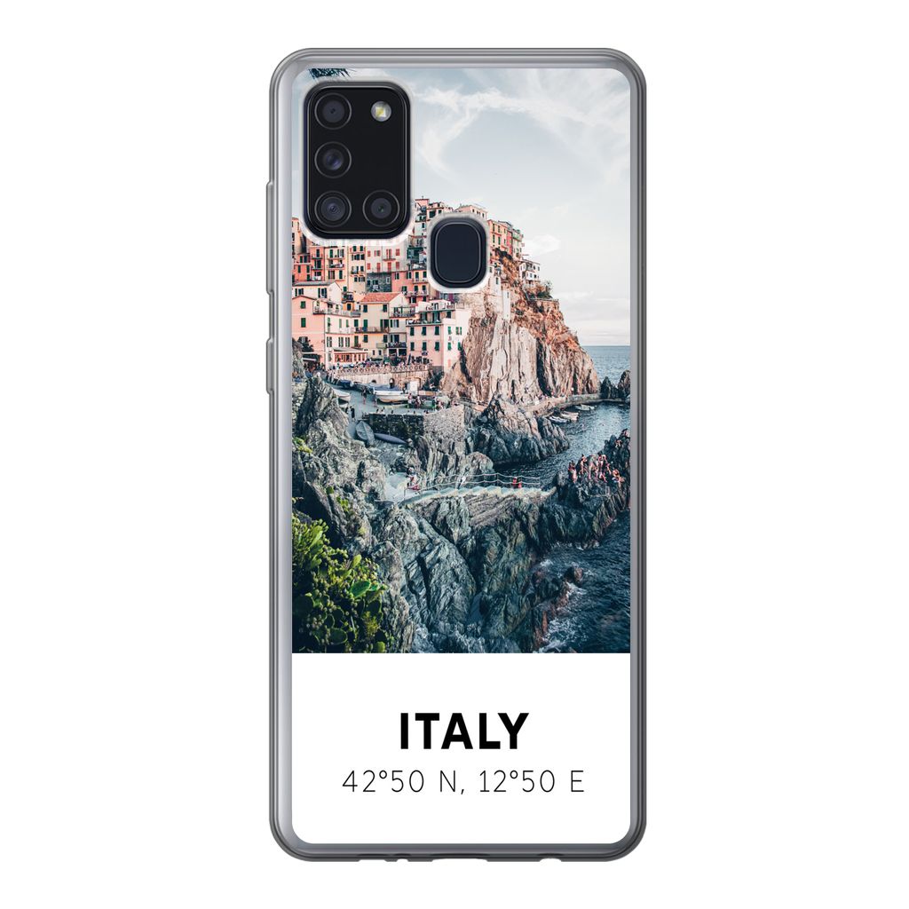 MuchoWow Handyhülle Schutzhülle Hülle für Samsung Galaxy A21s Cinque Terre - Italien - Amalfi - Meer Silikon Softcase Handy Hülle - Hartschale