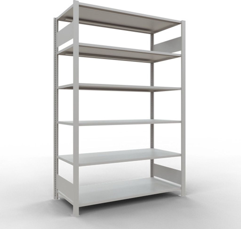 Schulte Büro-Fachbodenregal MULTIplus150 Stecksystem ohne Mittelanschlag | Grundregal | Fachlast 150kg | 200x130x60cm | 6 Ebenen | Beidseitig nutz...