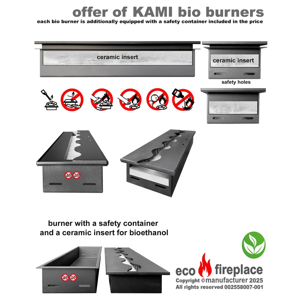 Cheminée bioéthanol encastrable 700mm VAGUE - Brûleur de table et insert - 6