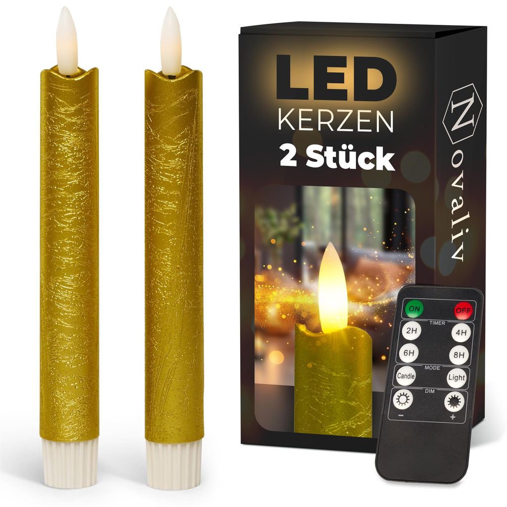 LED svíčky do interiéru, zlaté, sada 2 kusů, s časovačem. Obrázek produktu 