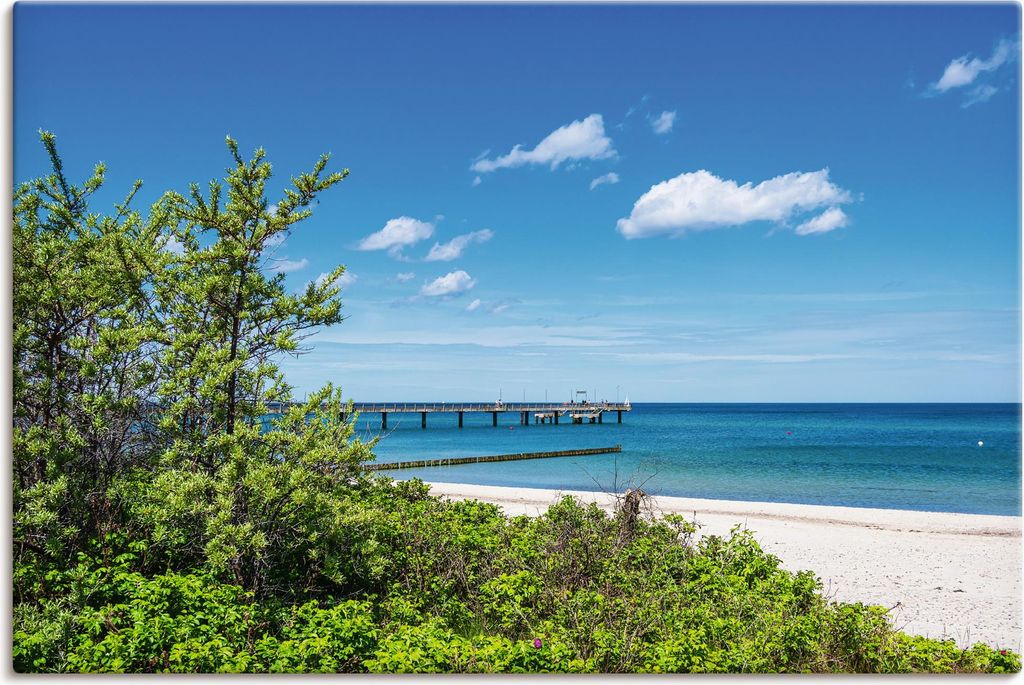 ARTland Leinwandbild Strand und Seebrücke an Ostseeküste Produktbild 