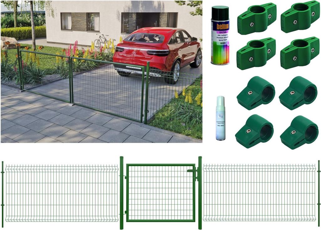Strong Stabmattenzaun grün Höhe 1m Einstabmatte Drahtgitter Produktbild 