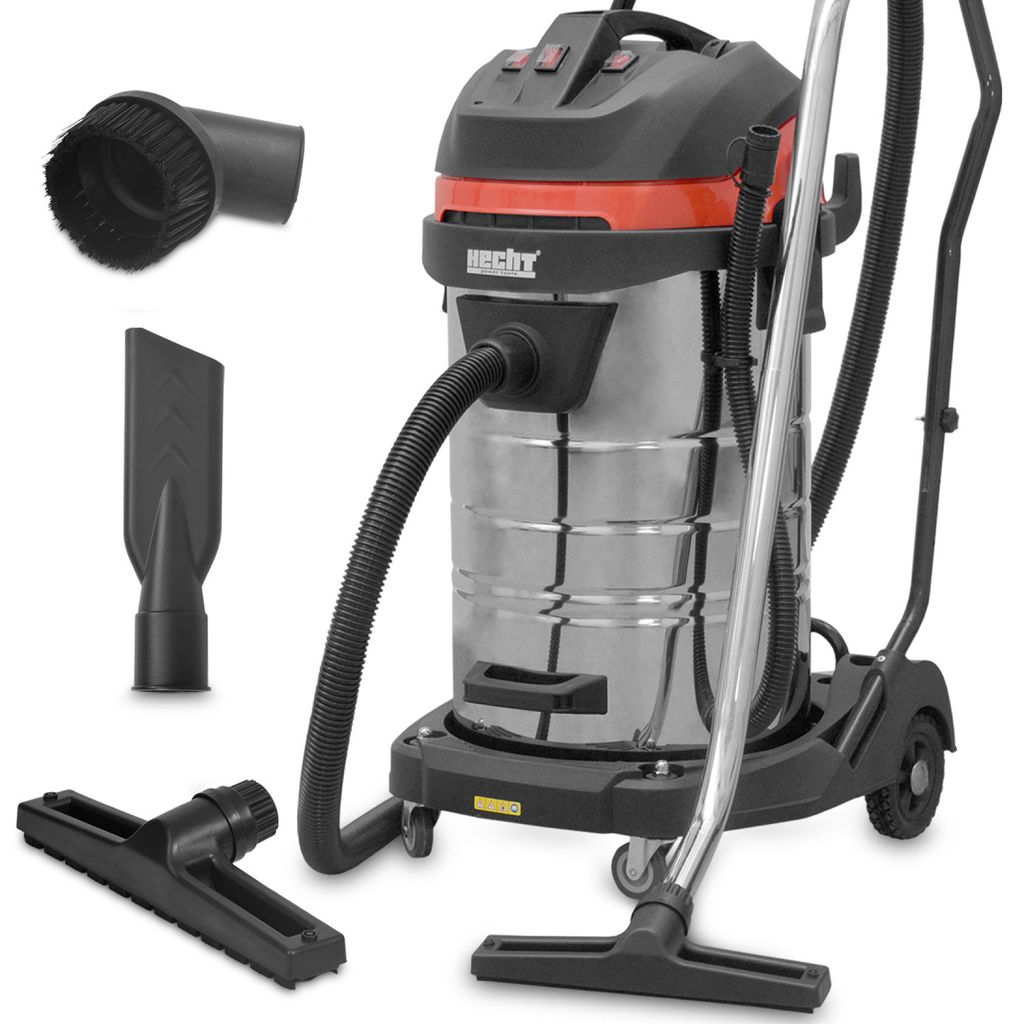 A HECHT 8380 Industriesauger with accessories is displayed against a white background.