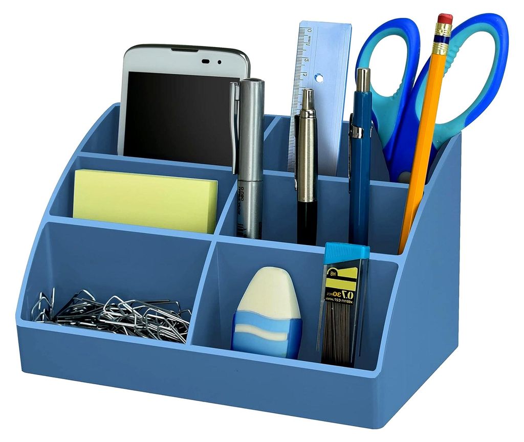 Schreibtisch-Organizer – Praktischer Caddy-Halter für Büro, Zuhause und Schule (Kunststoff) (Blaue Farbe)