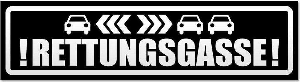 Kiwistar - Autoaufkleber - Schwarz - 60 x 16 cm - Rettungsgasse mit Autos invertiert - Hinweis Aufkleber Sticker für Auto, Kfz, Fahrrad, PKW, LKW