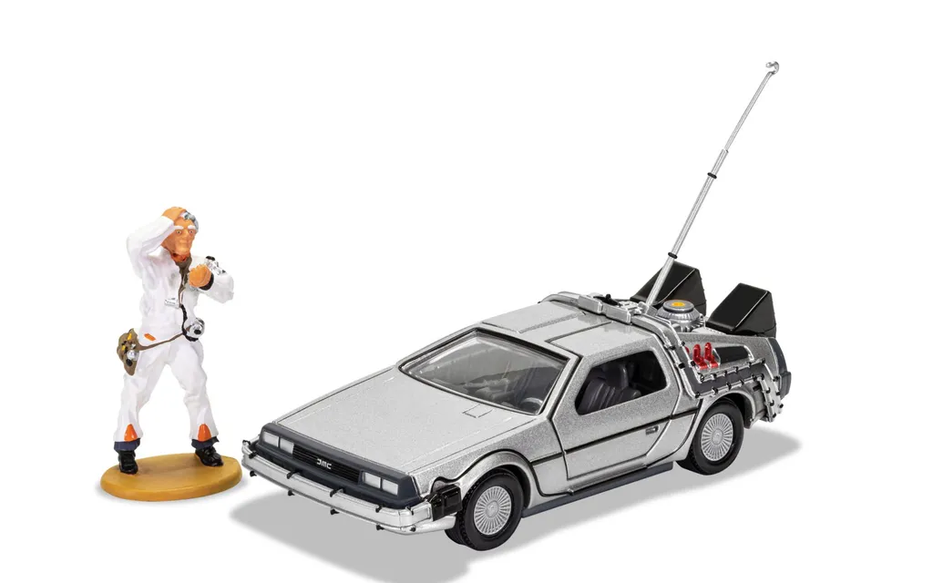 DeLorean Diecast 1/36 avec figurine Doc Brown : détails authentiques