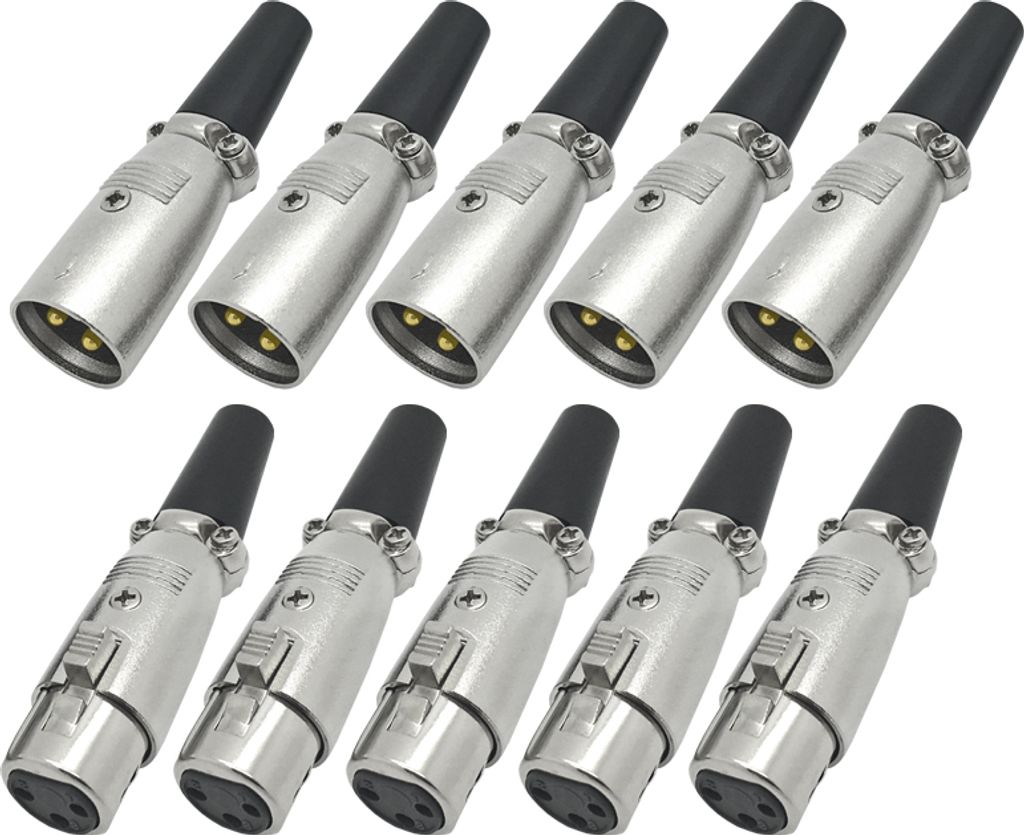10x ARLI XLR Set – 5x Stecker + 5x Kupplung 3-polig Produktbild 