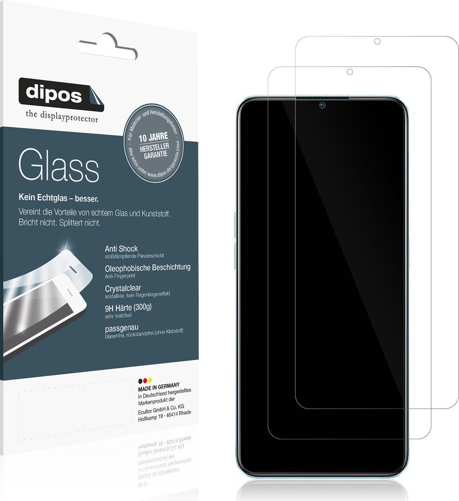 2x Schutzfolie für Oppo A58 - Anti-Shock 9H Folie dipos Glass Kunststoffglas