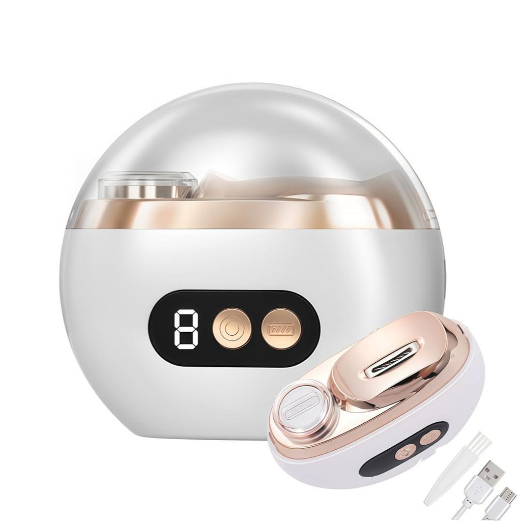 Elektrischer Nagelknipser, 3 in 1 Electric Nail Trimmer, Elektrische Nagelfeile Polieren mit LED 3 Gesch- Ultraleise, für Kinder Erwachsene, Weiß