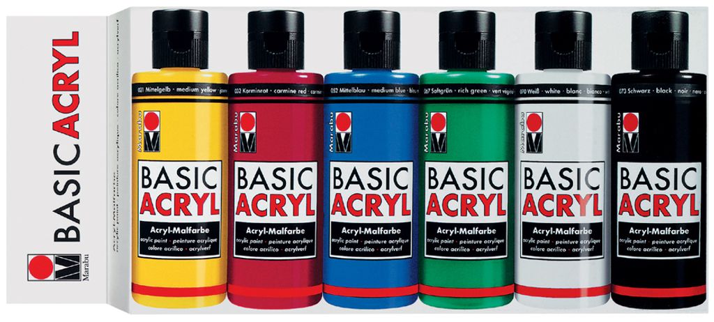 Marabu Acrylfarbe "BasicAcryl" Starter Set 6 x 80 ml Produktbild 