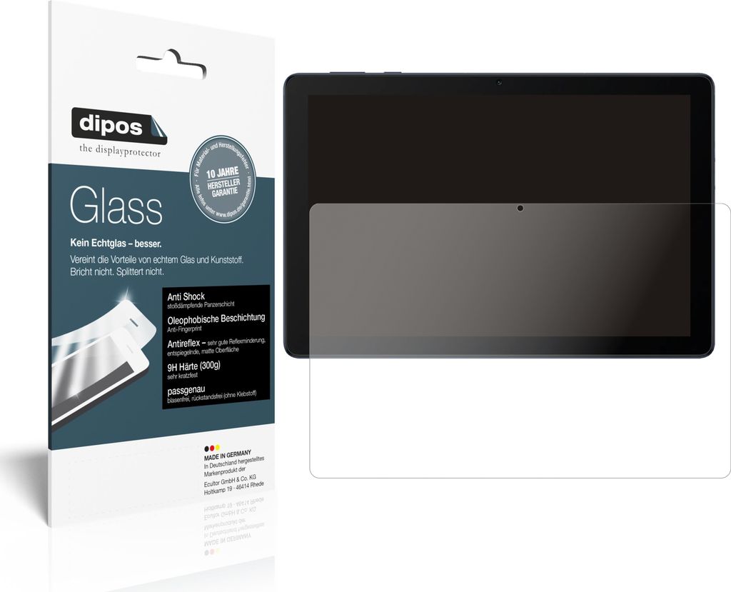 1x Schutzfolie für Huawei MatePad T10s matt - Anti-Shock 9H Folie dipos Glass Kunststoffglas