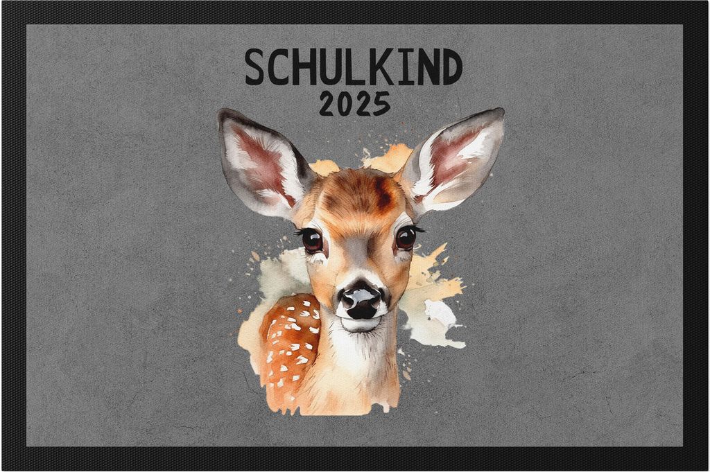 Schulkind 2025 Reh Fußmatte Süßes Eichhörnchen Einschulung Geschenk Schulanfang Schuleinführung
