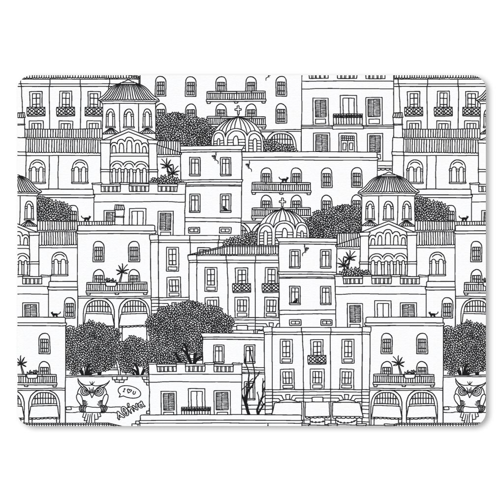 MuchoWow Mauspad Mousepad Muster - Athen - Haus 40x30 cm - Mousepads - Maus Mat - Pad - Mausunterlage - Anti Rutsch