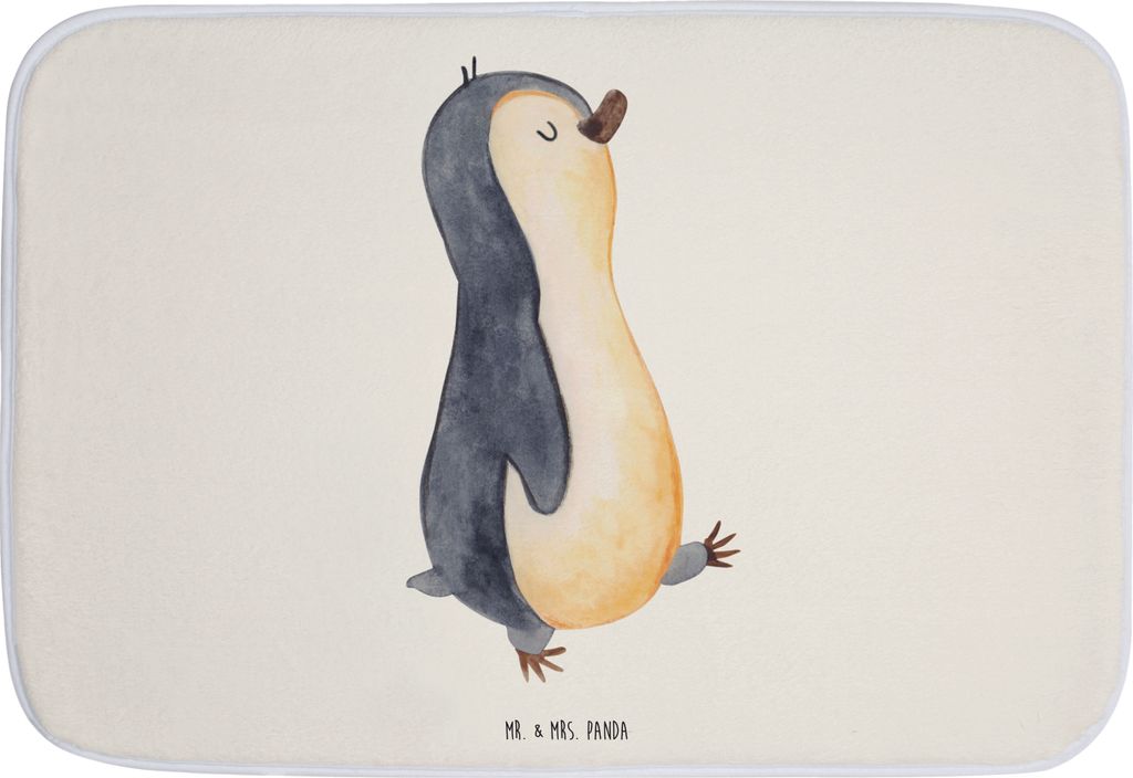 Mr. & Mrs. Panda Badteppich Pinguin marschieren - Weiß - Geschenk, Spazieren, Pinguine, Teppich Fürs Bad, Duschvorleger, Badvorleger, Badematte, ...