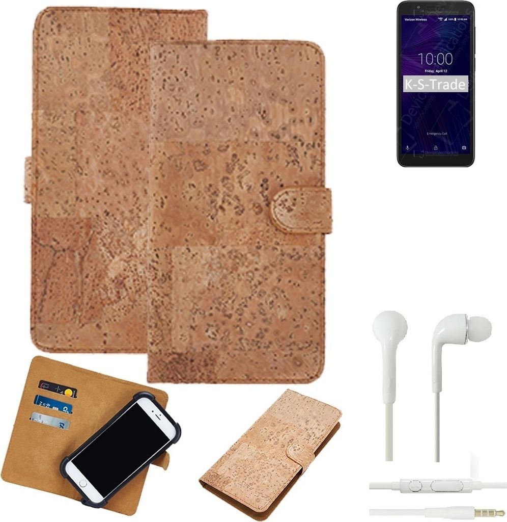 K-S-Trade Hülle kompatibel mit Alcatel Avalon V + in ear Kopfhörer Kork Handyhülle Cover Schutzhülle TPU Case Bumper in Hellbraun, (1x)