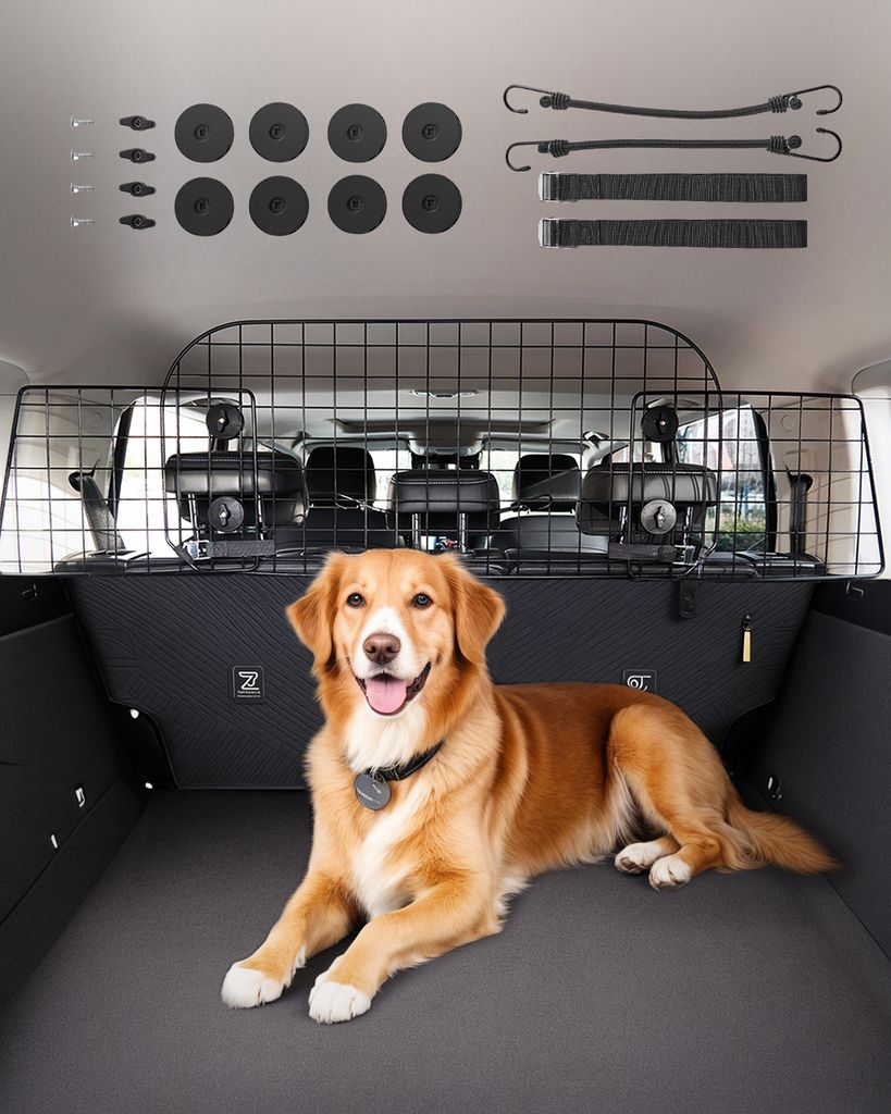 VEVOR Hunde Autobarriere einstellbare Trennwand Hundegitter (968 x 405 mm) Autoschutzgitter für die Rücksitze, Haustierbarriere aus Drahtgeflecht...
