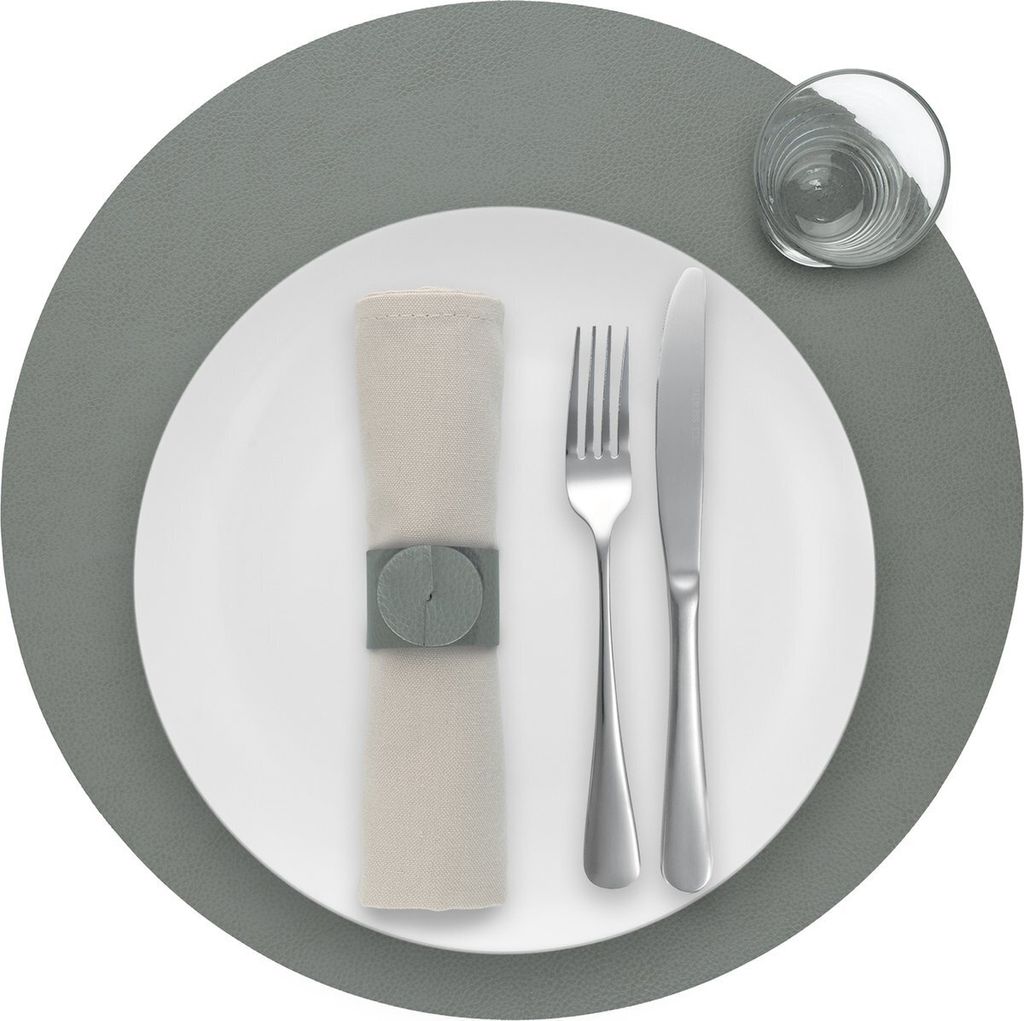 Platzdeckchen Skinnatur "Elephant" - Platzsets - Tischset - Rund - Recyceltes Leder - Grau - 38cm - 1 Stück